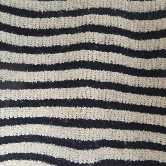 All Saints Keet Crew Sweater - Breton Stripe in Naval Blue and White - Picture 4 of 7